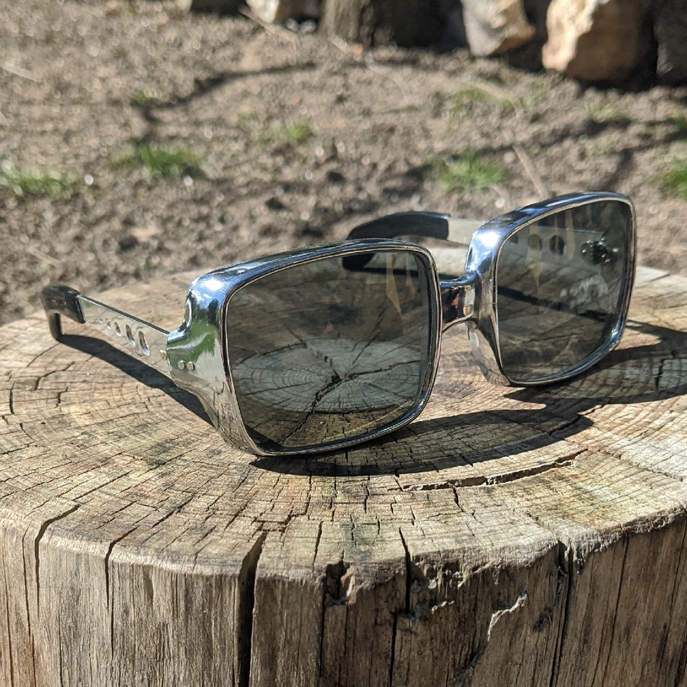 Vintage Oliver Goldsmith Replica Silver Rectangular Sunglasses